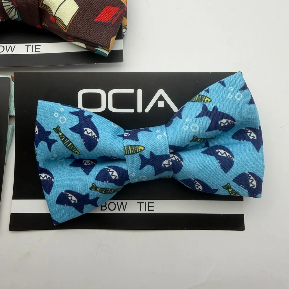 Three 4” Mixed Pattern Youth Bow Ties Attaches To Any Collar Handmade NWT